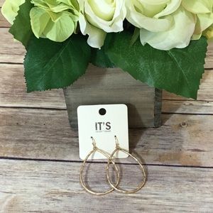 NWT Teardrop Matte Gold Tone Hoop Earrings